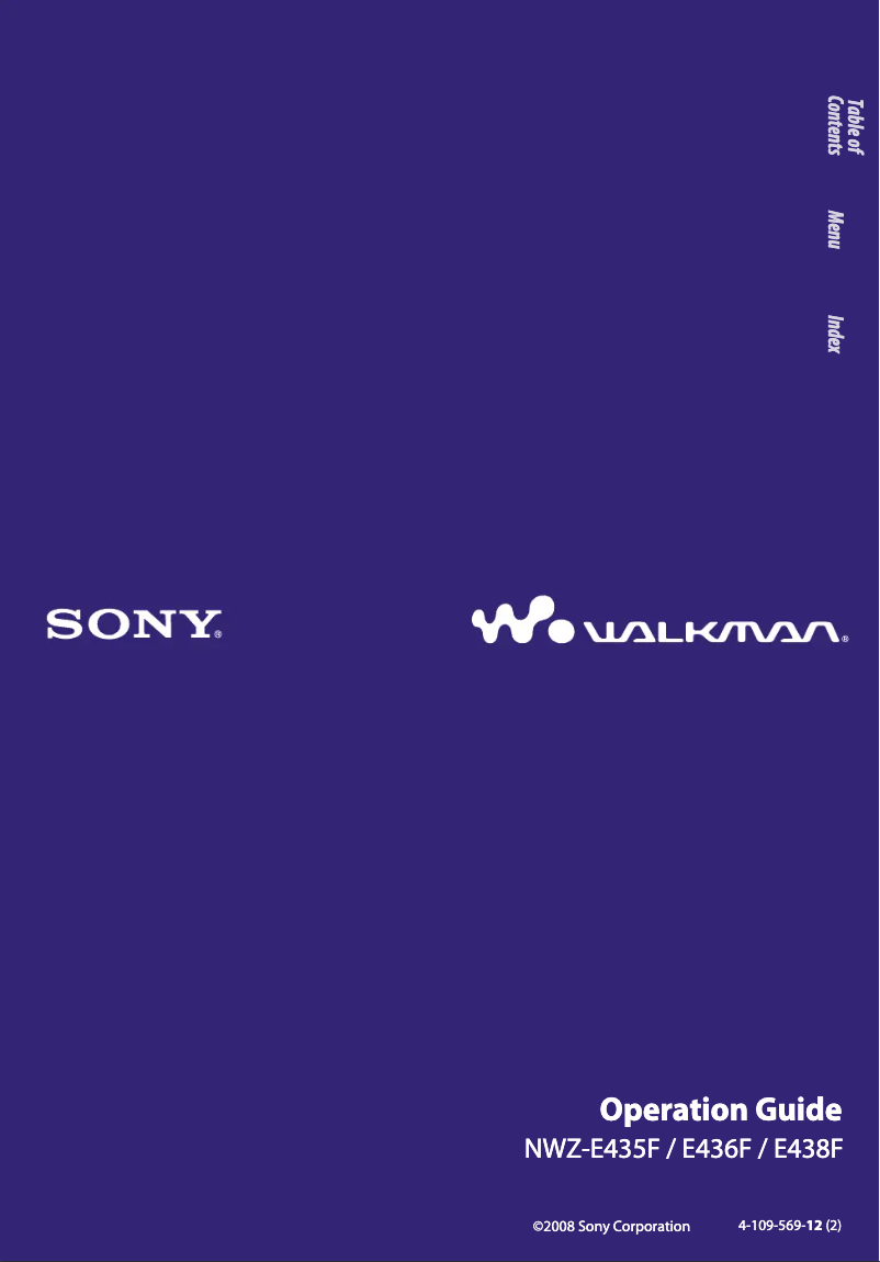 Image de la première page du manuel de l'appareil Walkman NWZ-E435F