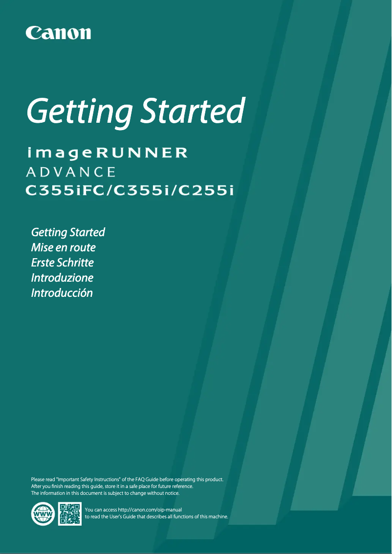 Page n°1 - Manuel utilisateur Canon imageRUNNER ADVANCE C355i