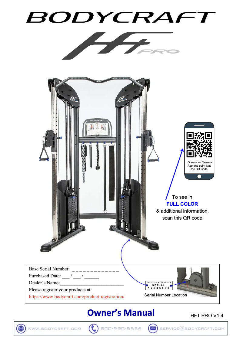 Página 1 del manual Manual de usuario BodyCraft HFT Pro