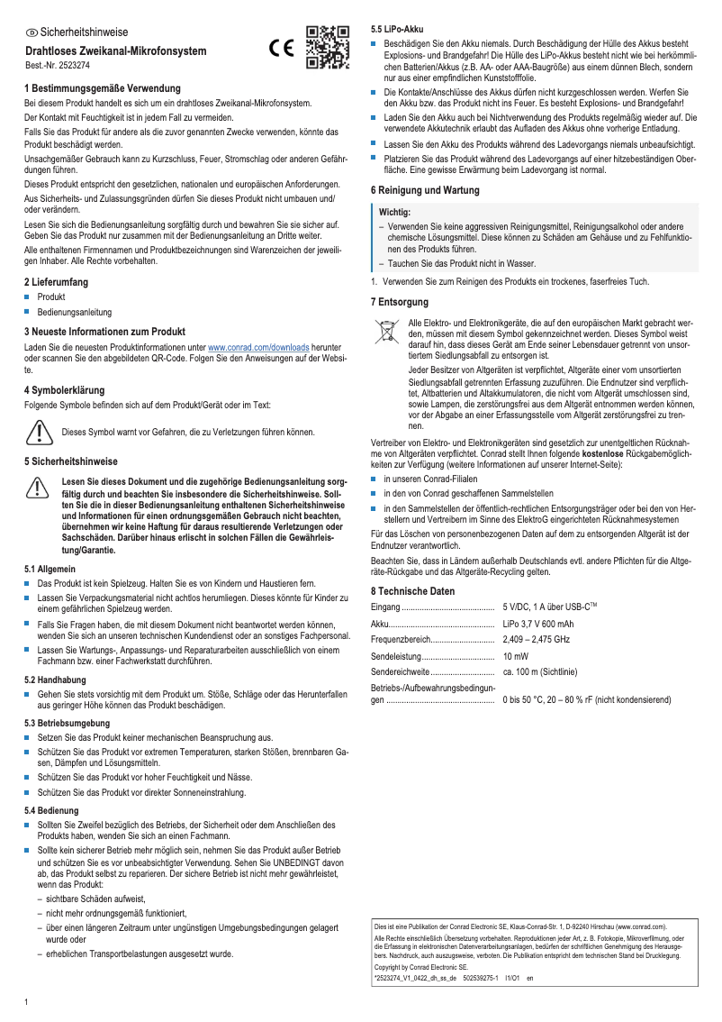 Page 1 de la notice Manuel utilisateur CKMOVA Vocal X