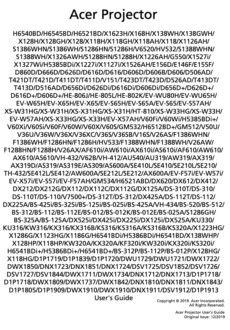 Página 1 del manual Manual de usuario Acer X1126AH