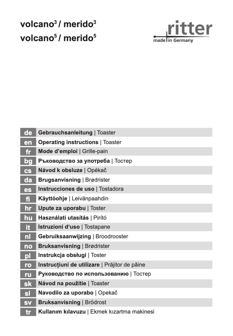 Page 1 de la notice Manuel utilisateur Ritter Volcano 3