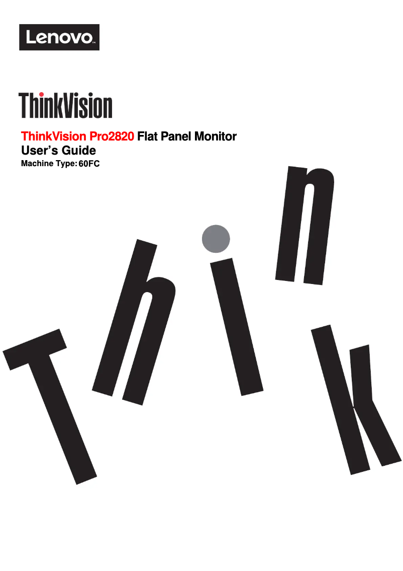Page n°1 - Manuel utilisateur Lenovo ThinkVision Pro2820