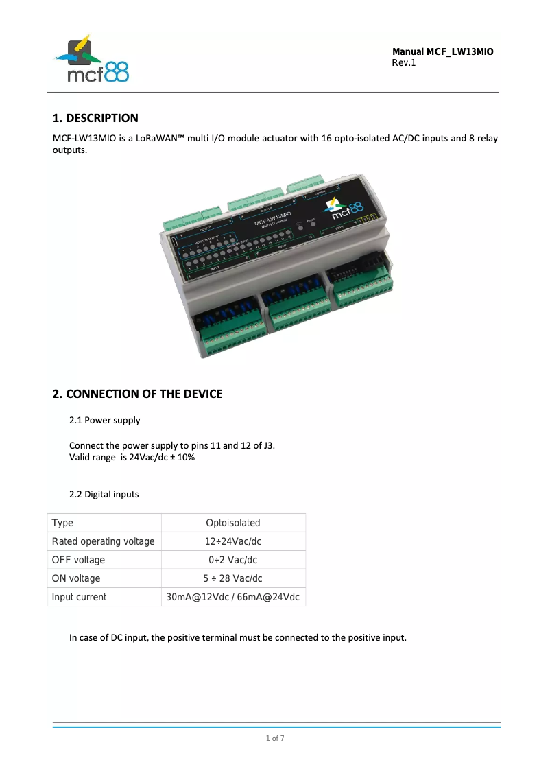 Image de la première page du manuel de l'appareil MCF-LW13MIO