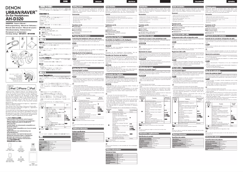 Page n°1 - Manuel utilisateur Denon Urban Raver AH-D320