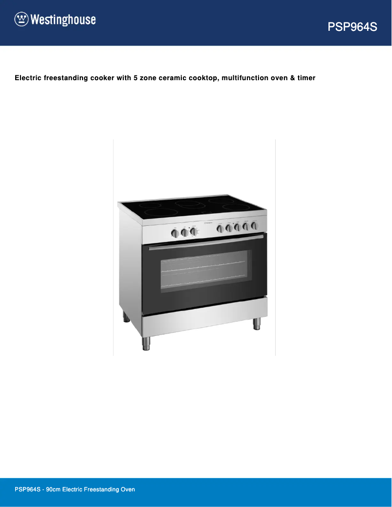 Page n°1 - Fiche technique Westinghouse PSP964S