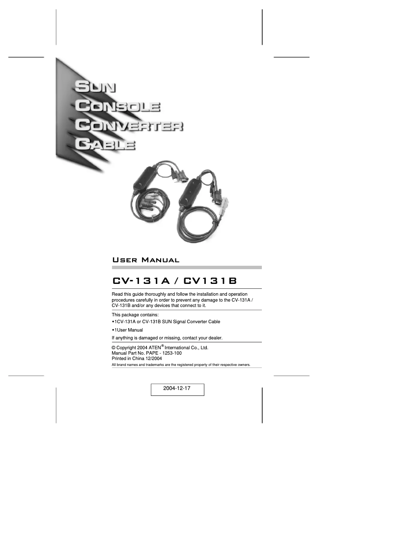 Page n°1 - Manuel utilisateur ATen CV131A