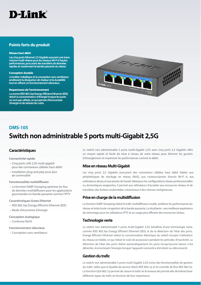 Página 1 del manual Ficha técnica D-Link DMS-105