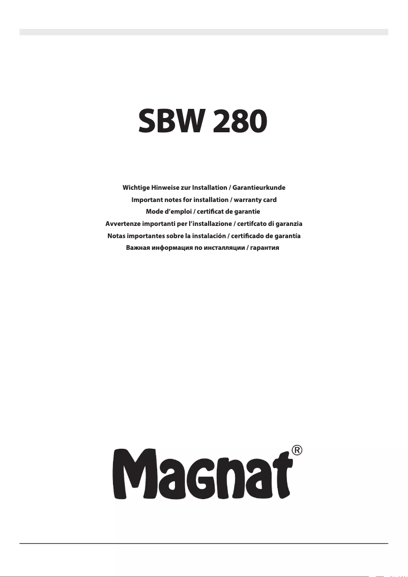 Image de la première page du manuel de l'appareil SBW 280