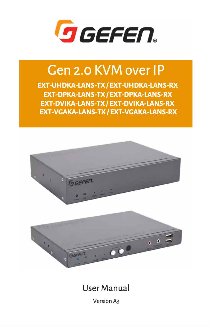 Page 1 de la notice Manuel utilisateur Gefen EXT-VGAKA-LANS-TX