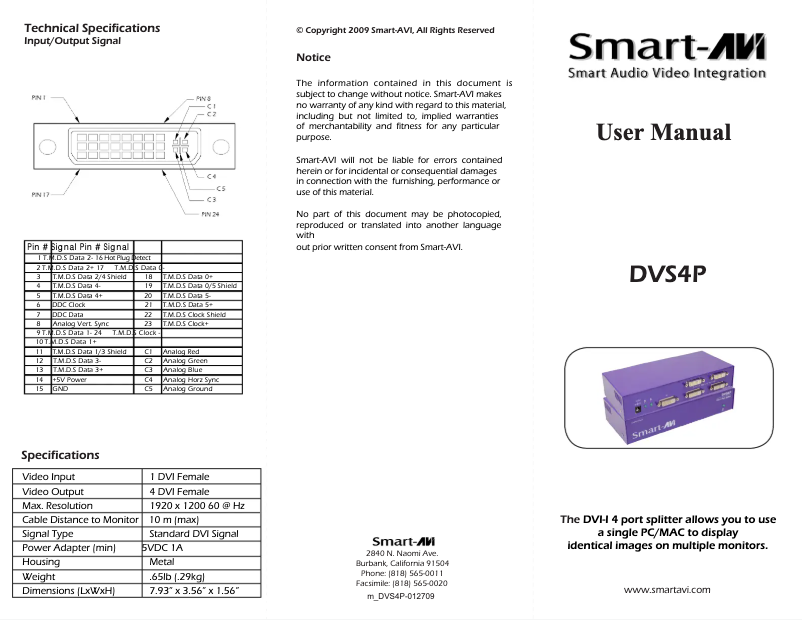 Página 1 del manual Manual de usuario Smart-AVI RK-DVS4P-8S