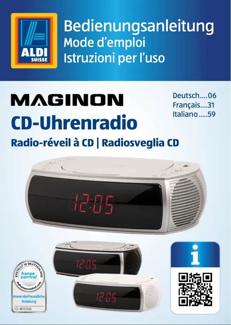 Page 1 de la notice Manuel utilisateur Maginon CDR-21