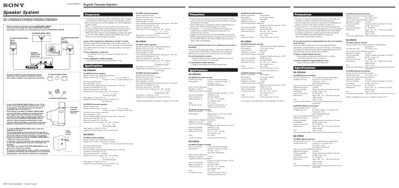 Page 1 de la notice Manuel utilisateur Sony SS-CR550H