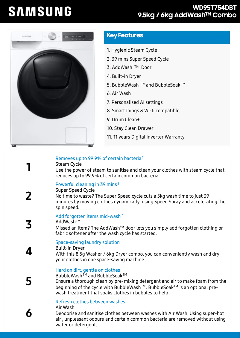 Image de la première page du manuel de l'appareil WD95T754DBT