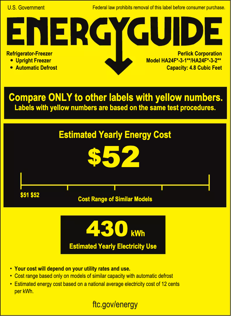 Page n°1 - Label énergétique Perlick HA24FB-3