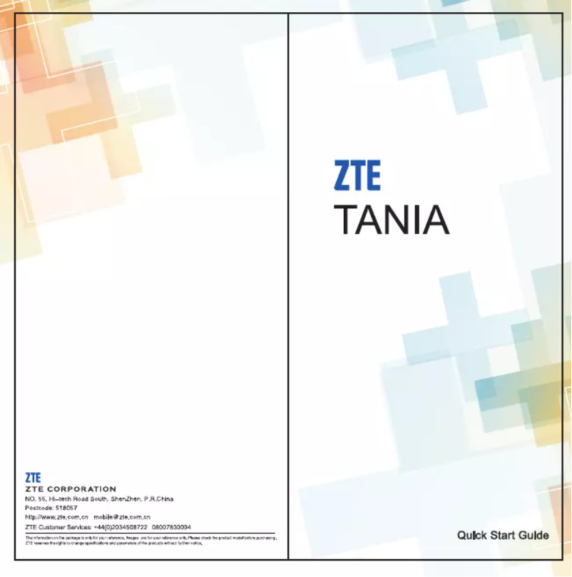 Página 1 del manual Manual de usuario ZTE Tania