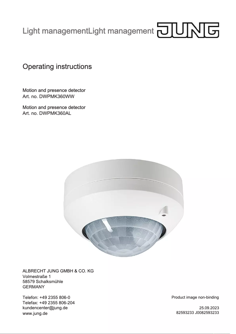 Page n°1 - Manuel utilisateur JUNG DWPMFBIRK