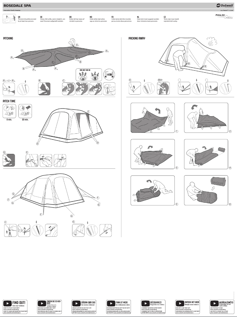 Page 1 de la notice Guide d'installation Outwell Rosedale 5PA