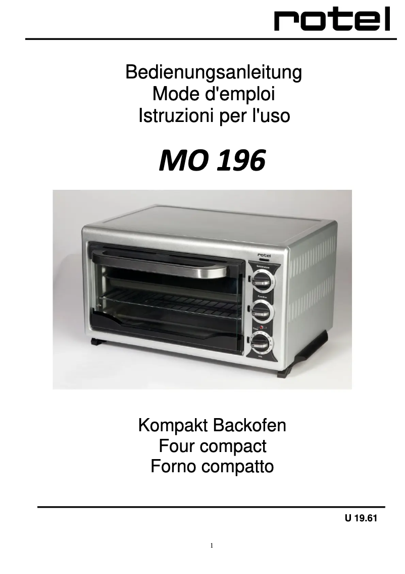 Image de la première page du manuel de l'appareil MO196