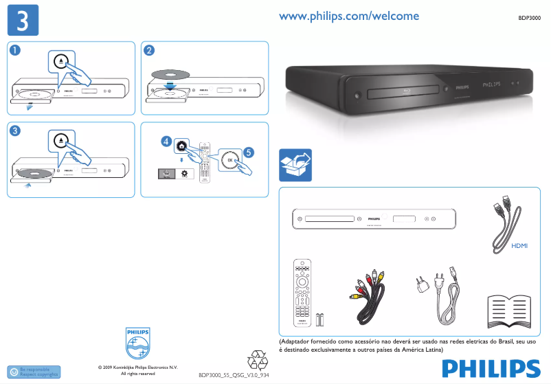 Page 1 de la notice Manuel utilisateur Philips BDP3000
