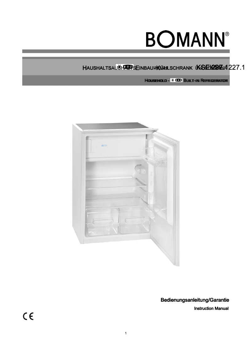 Page n°1 - Manuel utilisateur Bomann KSE 227.1