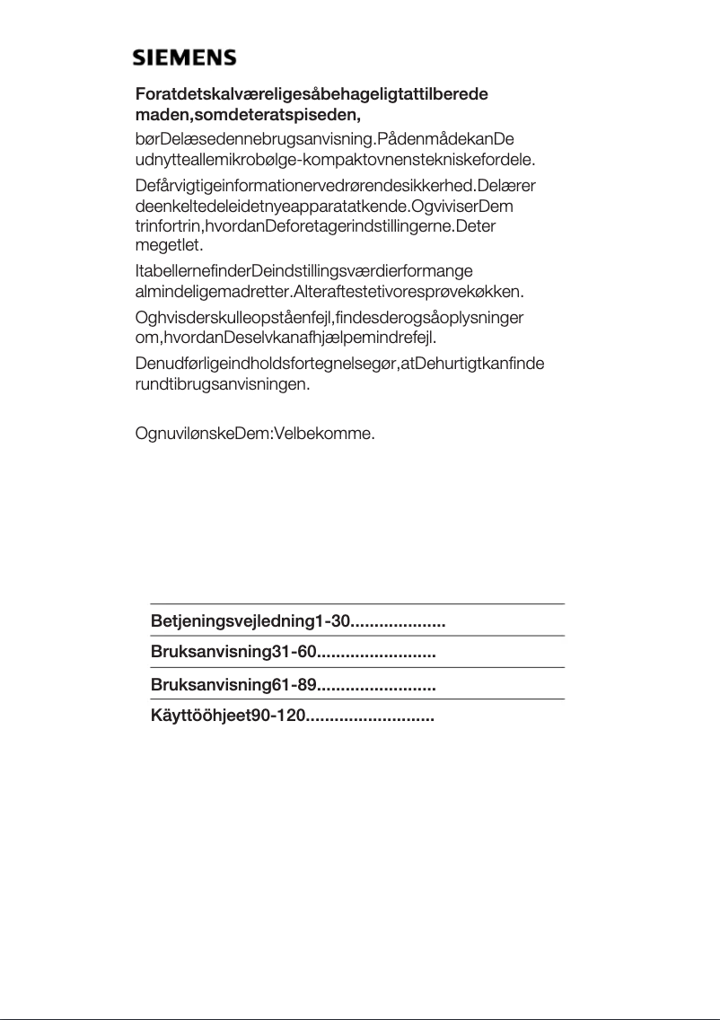 Page n°1 - Manuel utilisateur Siemens HF12G540