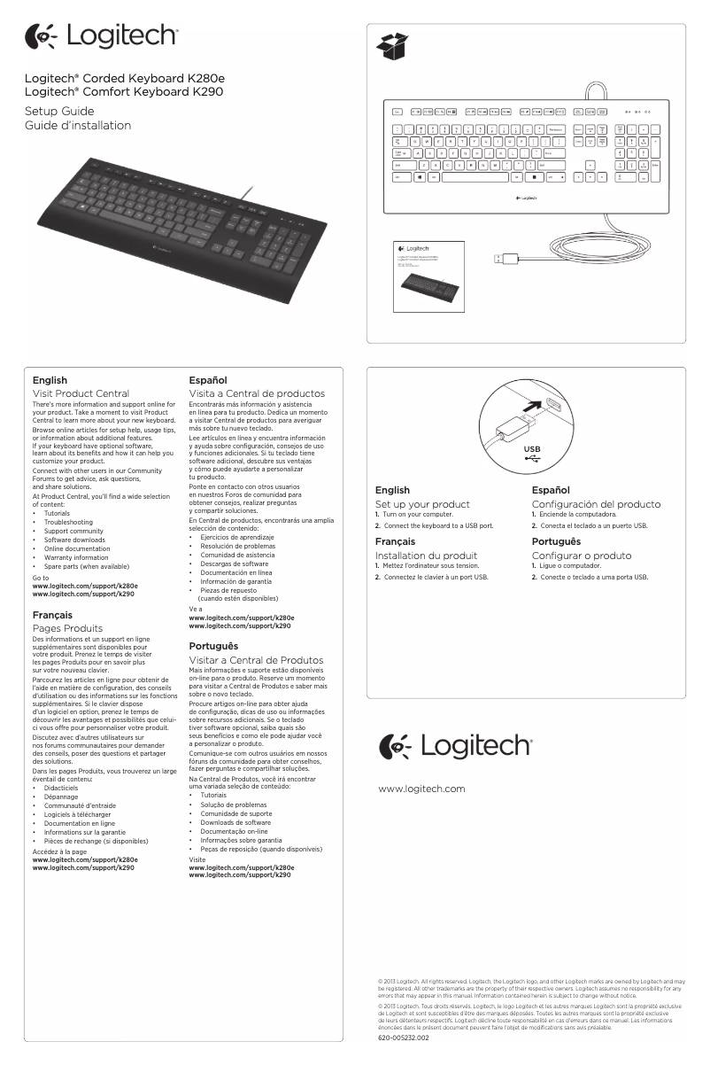 Page n°1 - Manuel utilisateur Logitech K280e