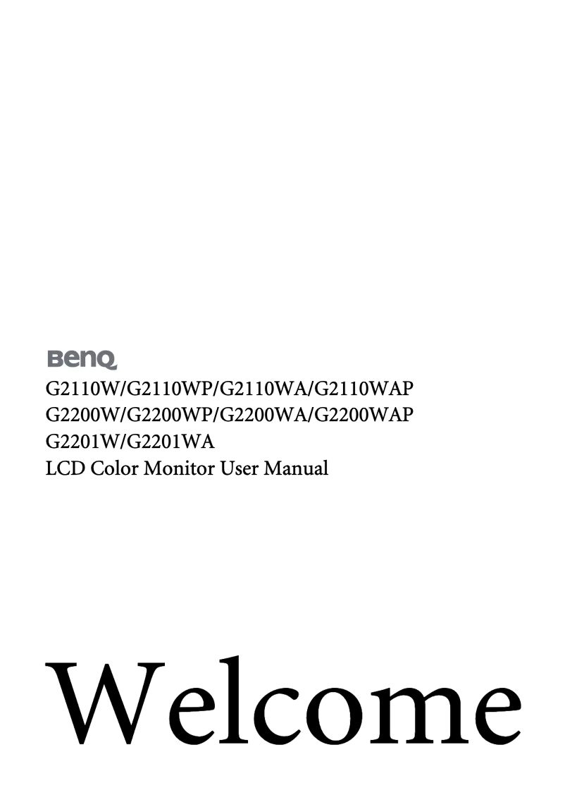 Page 1 de la notice Manuel utilisateur BenQ G2200WP