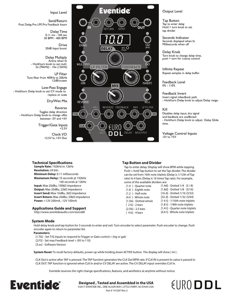 Página 1 del manual Manual de usuario Eventide Euro DDL