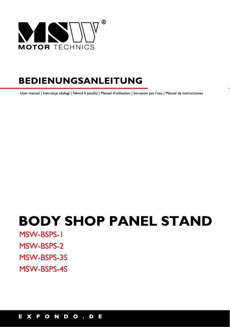 Image de la première page du manuel de l'appareil MSW-BSPS-2