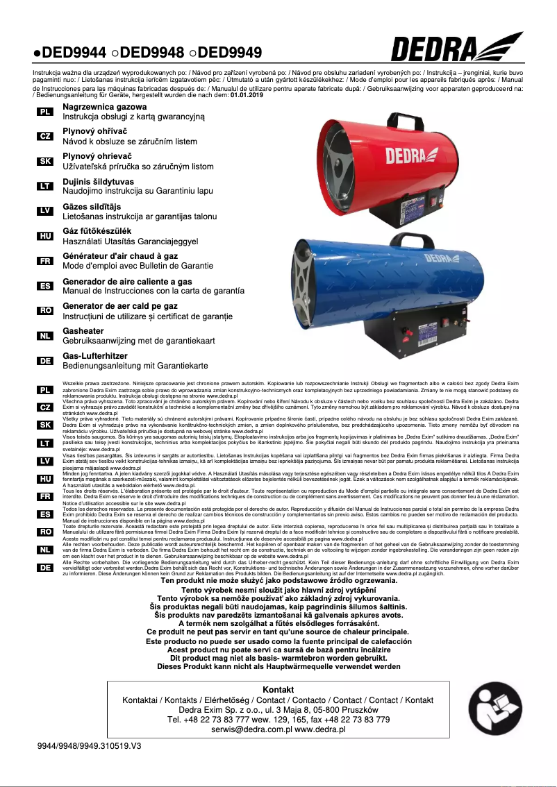 Page 1 de la notice Manuel utilisateur DEDRA DED9944