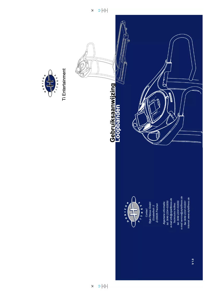 Page 1 de la notice Manuel utilisateur Horizon Fitness Ti Entertainment