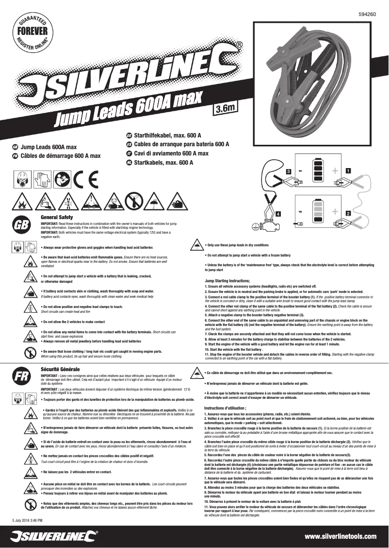 Page 1 de la notice Manuel utilisateur Silverline 594260