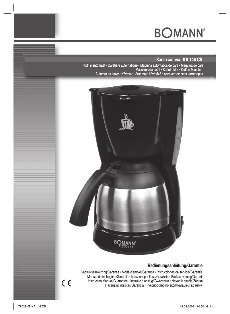 Page n°1 - Manuel utilisateur Bomann KA 146 CB