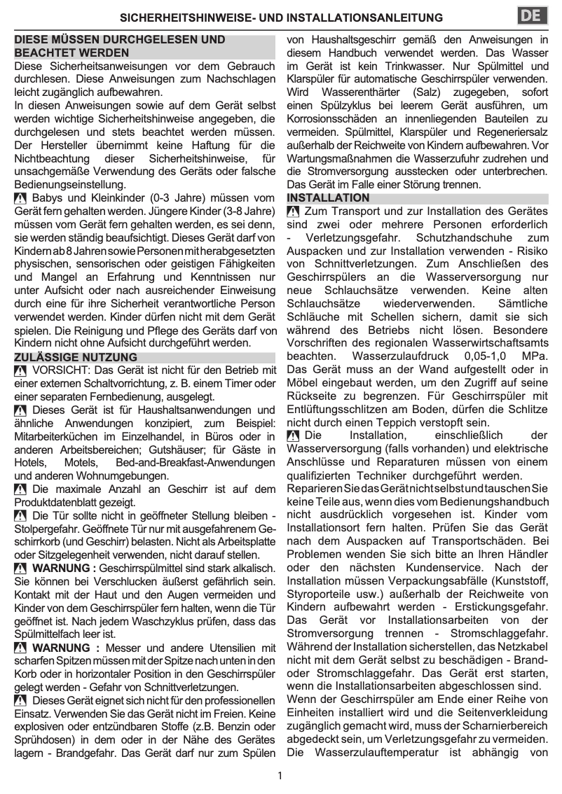 Page n°1 - Instructions de sécurité Whirlpool WIC 3C26