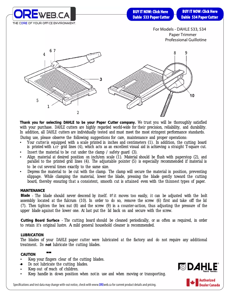 Imagen de la primera página del manual del dispositivo 534