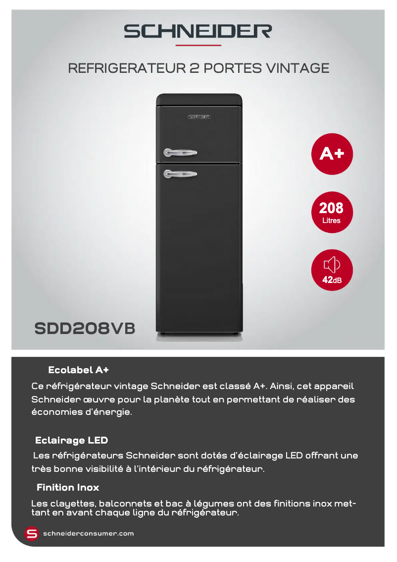 Page 1 de la notice Fiche technique Schneider SDD208VB