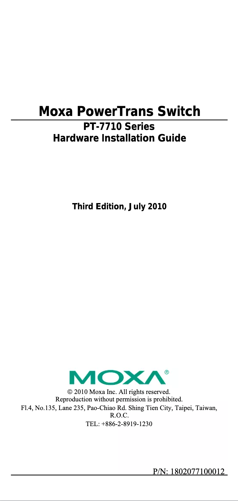 Image de la première page du manuel de l'appareil PT-7710-F-LV