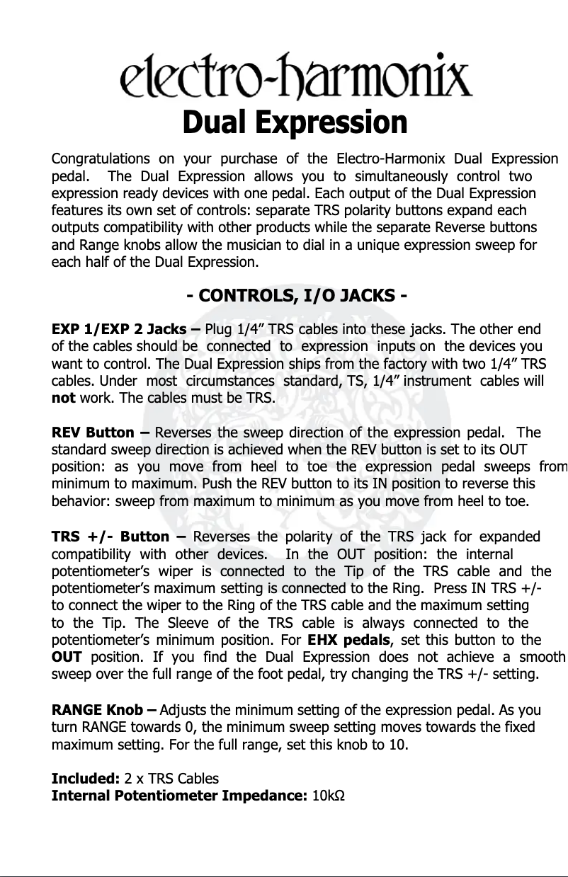 Image de la première page du manuel de l'appareil Dual Expression