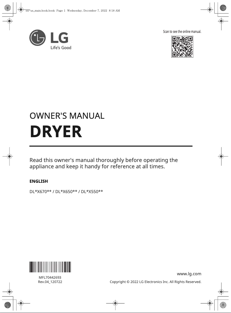 Page n°1 - Manuel utilisateur LG DLGX6501W