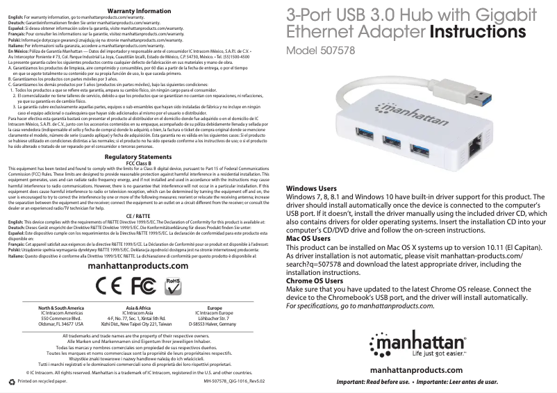 Page 1 de la notice Manuel utilisateur Manhattan 507578