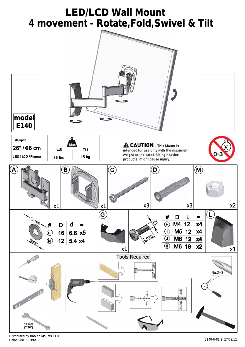 Page n°1 - Manuel utilisateur Barkan E140