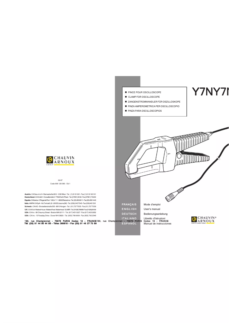 Image de la première page du manuel de l'appareil Y7N