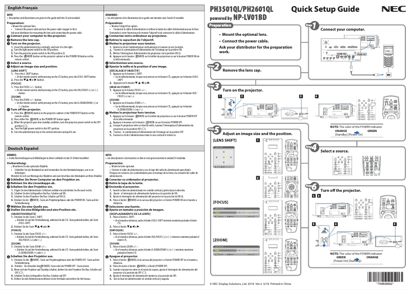 Image de la première page du manuel de l'appareil PH3501QL