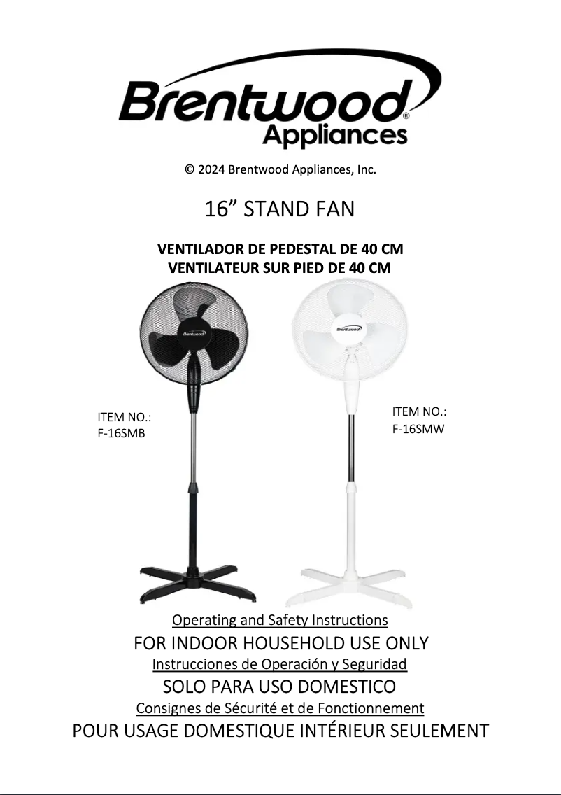 Page 1 de la notice Manuel utilisateur Brentwood F-16SMB