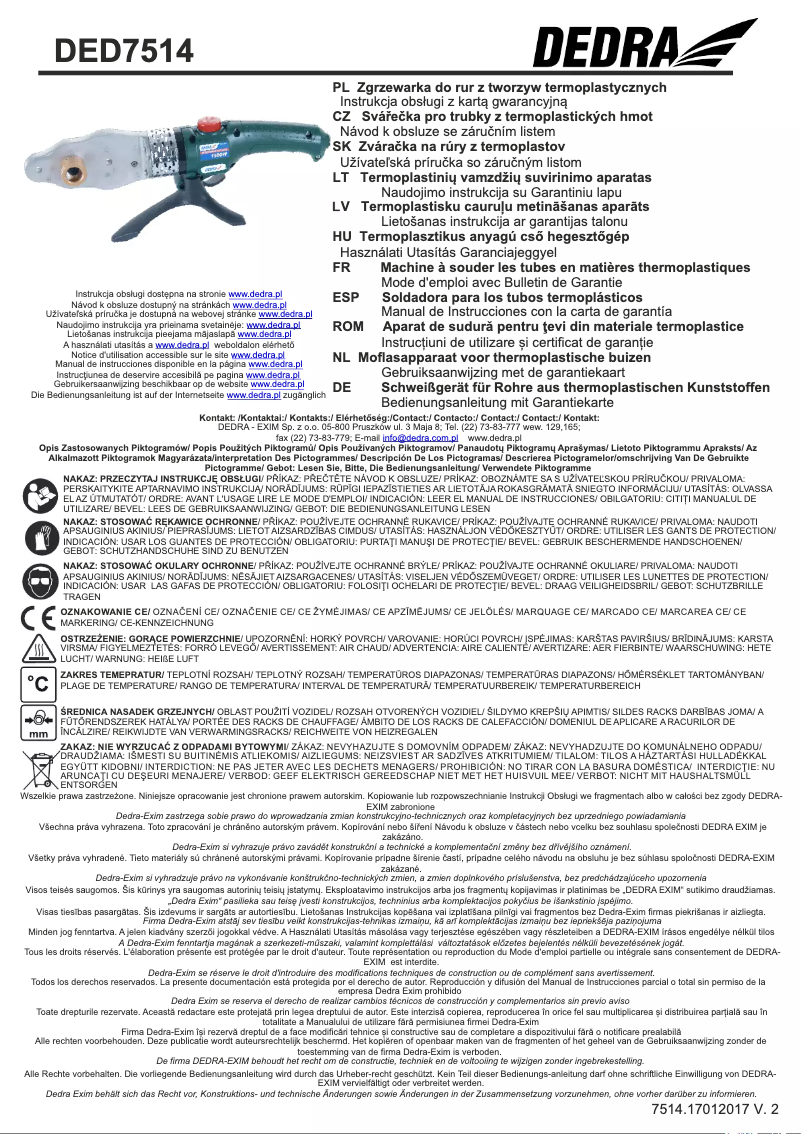 Page 1 de la notice Manuel utilisateur DEDRA DED7514