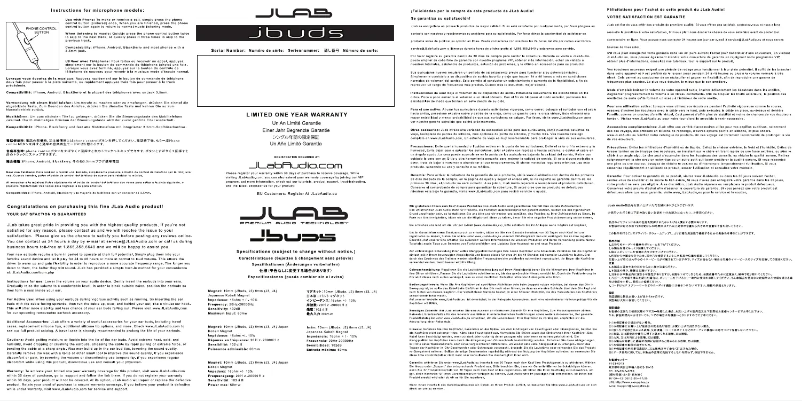Page 1 de la notice Manuel utilisateur JLab JBuds J.Fi
