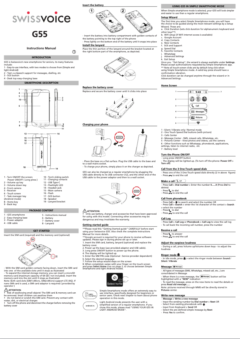 Page 1 de la notice Manuel utilisateur Swissvoice G55
