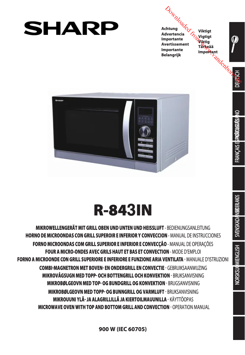 Page n°1 - Manuel utilisateur Sharp R-843IN