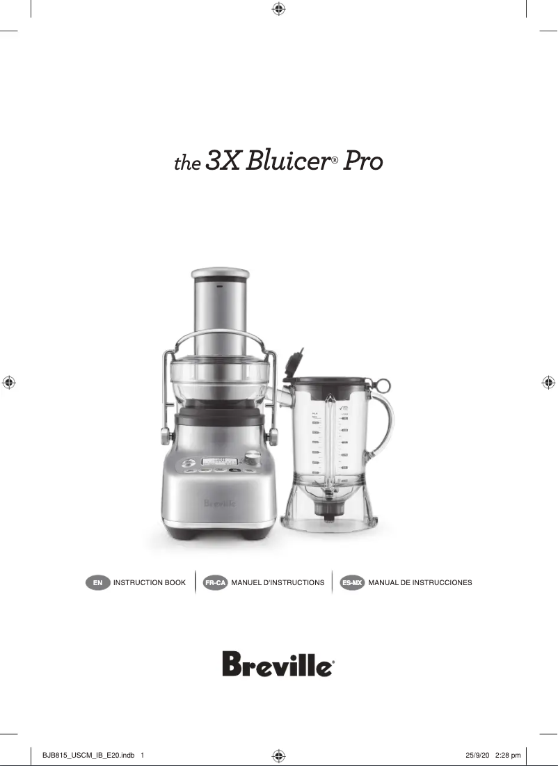 Page n°1 - Manuel utilisateur Breville the 3X Bluicer Pro BJB815